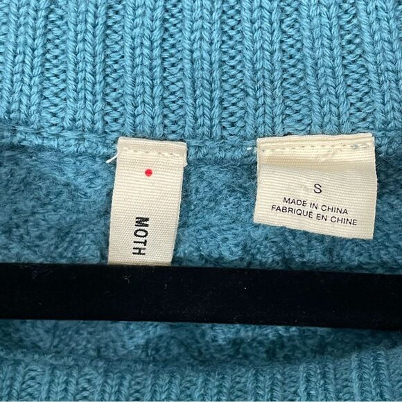 Anthropologie Moth Teal Chunky Mock Turtleneck Tunic Sweater Size SMALL - Picture 3 of 5